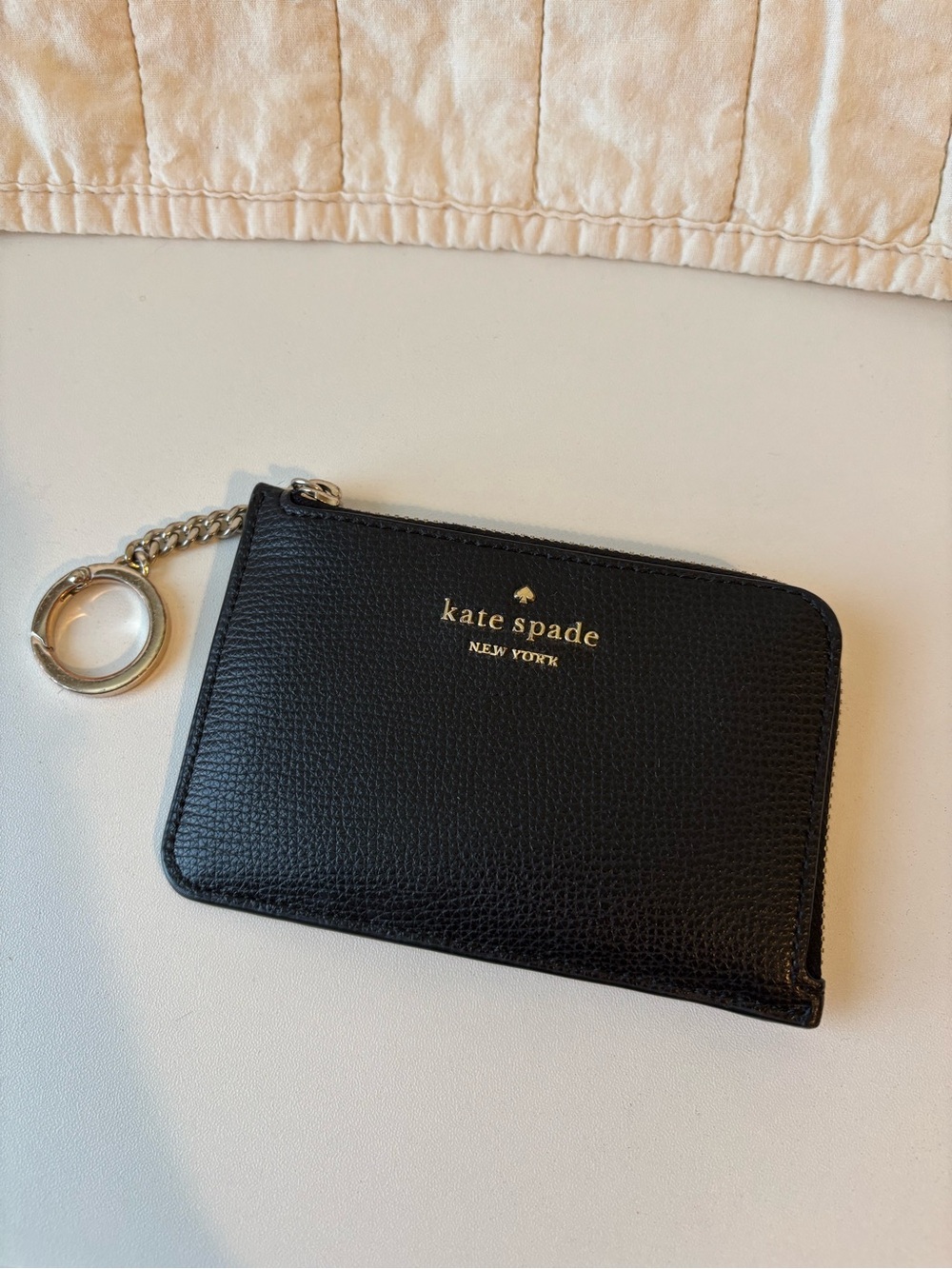 kate spade Black Leather Card Case with Keyring